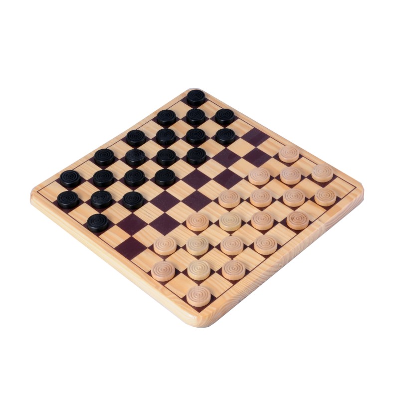 Jeu de dames complet en bois massif Jeux de Dames Engelhart Longeur:30 cm Largeur:30 cm Age minimum ( en années ):6 ans Matière: