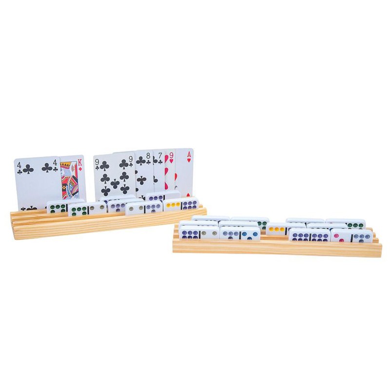 Lot de 4 Porte-cartes et portes dominos en bois  26 x 6 cm Autres jeux classiques Engelhart Age minimum ( en années ):6 ans Mati