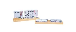 Wooden domino and cardholder 26 x 6 cm