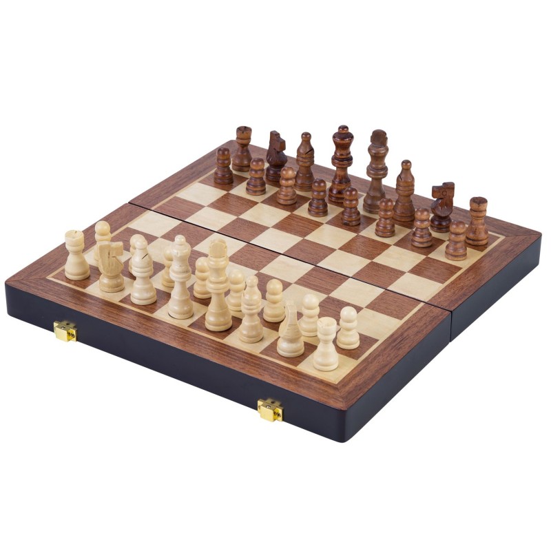 Magnifique coffret de jeux d'échecs de luxe en bois 38 x 19 x 5.2 cm Echecs/Dames Engelhart Longeur:38 cm Largeur:38 cm Age min