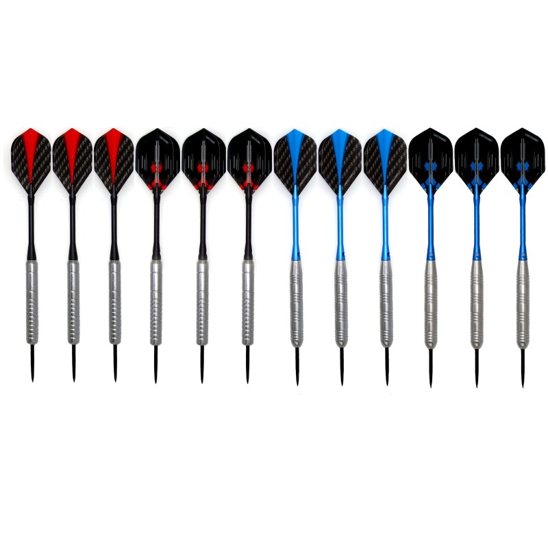 Lot de 12 Fléchettes pointe acier Longfield Darts en laiton plaqué nickel 21 -23 Gr Fléchettes Engelhart Age minimum ( en années