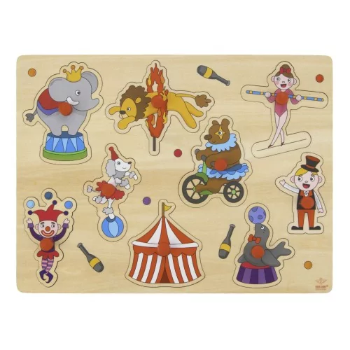 Circus Quality wooden Jigsaw puzzle with button for Toddlers