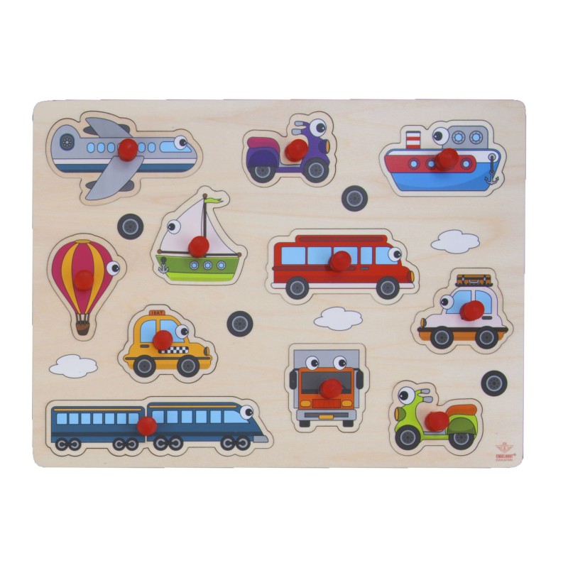 Les Véhicules Puzzle d’encastrement en bois de qualité avec boutons Jeux éducatifs Engelhart Age minimum ( en années ):2 ans Thè