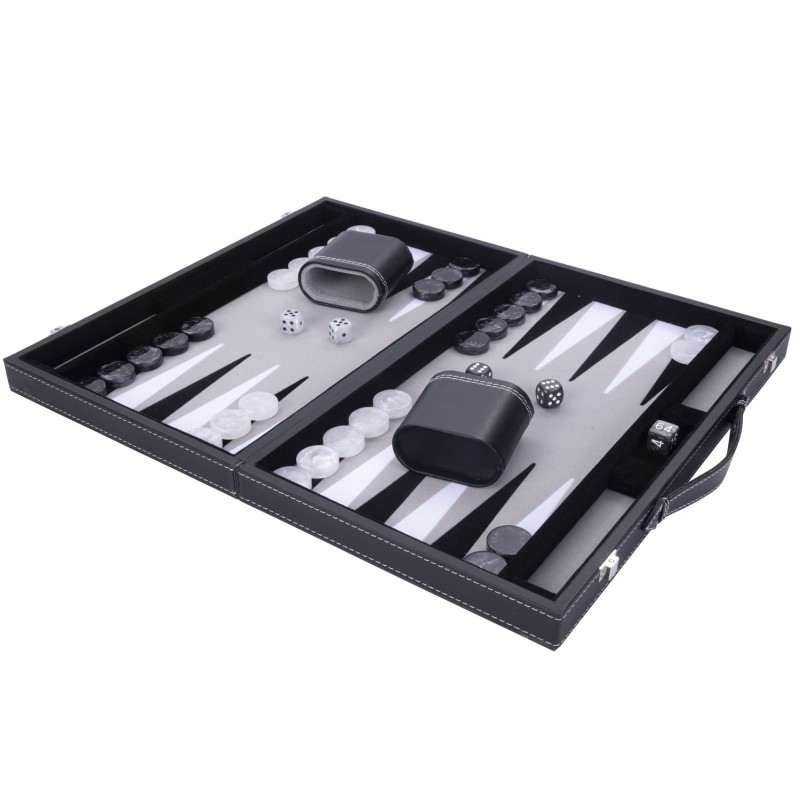 Jeu de Backgammon de luxe 38 cm, gris Backgammon Engelhart Largeur:38 cm Age minimum ( en années ):6 ans Matière:simili cuir Typ
