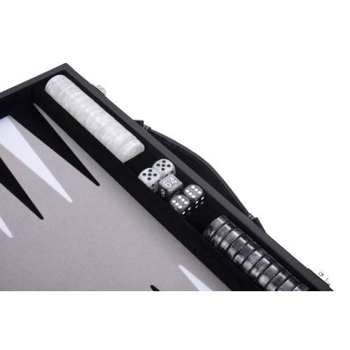 Jeu de Backgammon de luxe 38 cm, gris Backgammon Engelhart Largeur:38 cm Age minimum ( en années ):6 ans Matière:simili cuir Typ