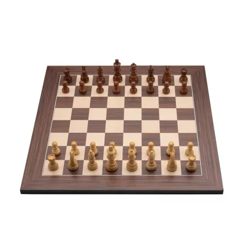 Deluxe wooden inlaid chess set 40 cm black / natural