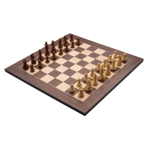 Deluxe wooden inlaid chess set 40 cm black / natural