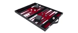 Engelhart-250516- Backgammon 15 INCH gen�hter Filz und Kunstleder- 38 cm (rot/schwarz/wei�)