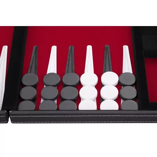 Engelhart-250516- Backgammon 15 INCH gen�hter Filz und Kunstleder- 38 cm (rot/schwarz/wei�)