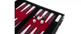 Engelhart-250513- Backgammon 11 INCH gen�hter Filz und Kunstleder- 30 cm (rot/schwarz/wei�)
