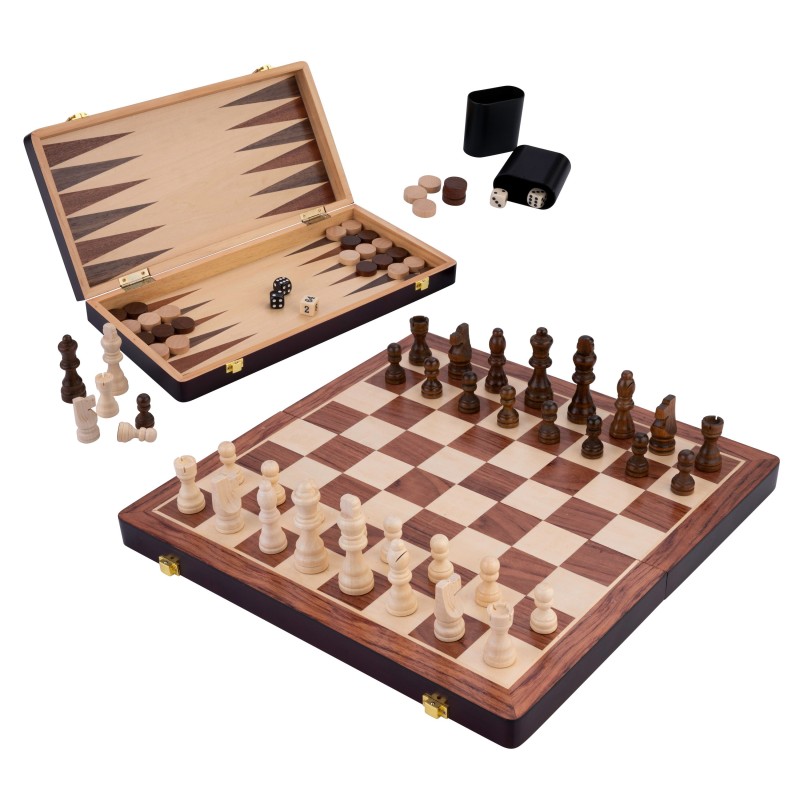 Coffret de jeux de luxe en bois Echecs / Backgammon 38,5 cm Backgammon Engelhart Largeur:38,5 cm Styles:Réversible Age minimum (