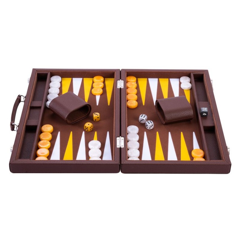 Backgammon 15" marron de qualité 38 cm, accessoires nacrés Backgammon Engelhart Styles:De luxe nacré Age minimum ( en années ):