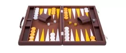 Backgammon bleu de qualité 38 cm, accessoires nacrés