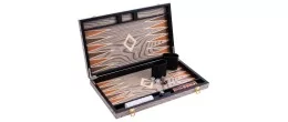 Backgammon de luxe 18 " Plaqué en bois d'ébène gris