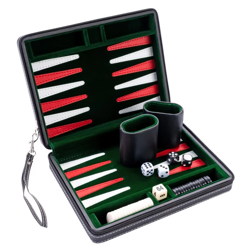 Backgammon de voyage 9 " vert rouge blanc