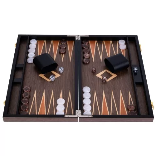 Backgammon de luxe 18" Plaqué en ronces de noyer