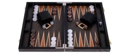 Backgammon de luxe 15" Plaqué en bois d'ébène brun
