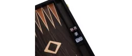 Backgammon de luxe 15" Plaqué en bois d'ébène brun