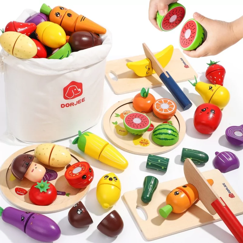Lots de fruits en bois à couper pour enfants jouets de cuisine
