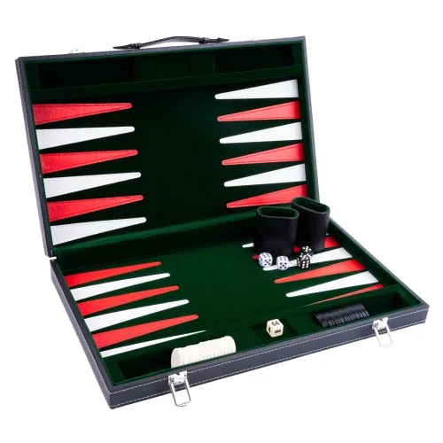 Backgammon surpiqué 18 Pouces - Vert Rouge Blanc