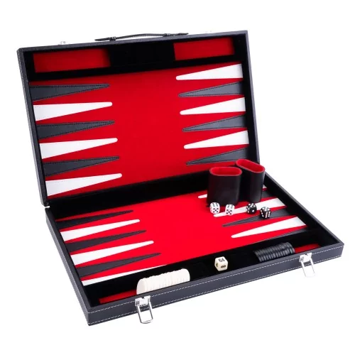 Backgammon surpiqué 18 Pouces - Rouge Noir Blanc