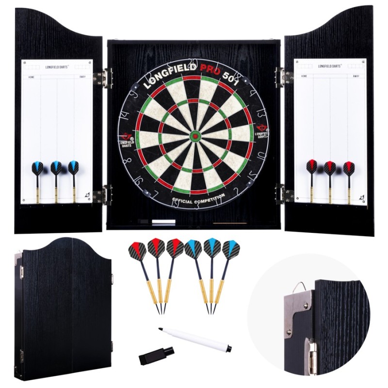 Armoire de jeu de fléchettes en bois noir Fléchettes