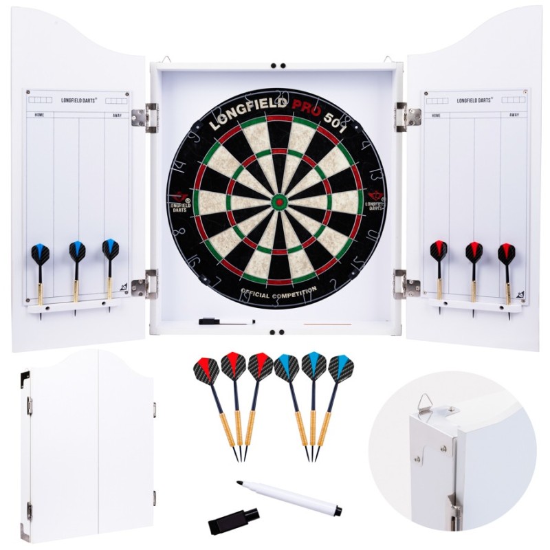 Armoire de fléchettes en bois Blanc Fléchettes