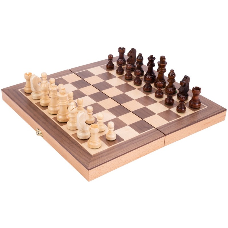 jeu d'échecs complet en bois de hêtre placage noyer Echecs Engelhart