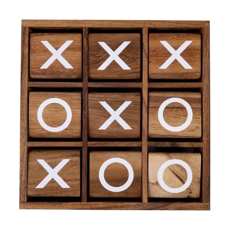 Morpion en bois XL 20 cm tic tac toe rotatif Engelhart