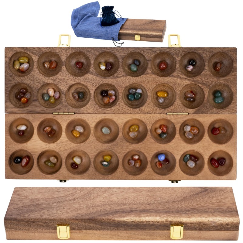 Mancala kalaha en bois de noyer 44x25 cm Engelhart