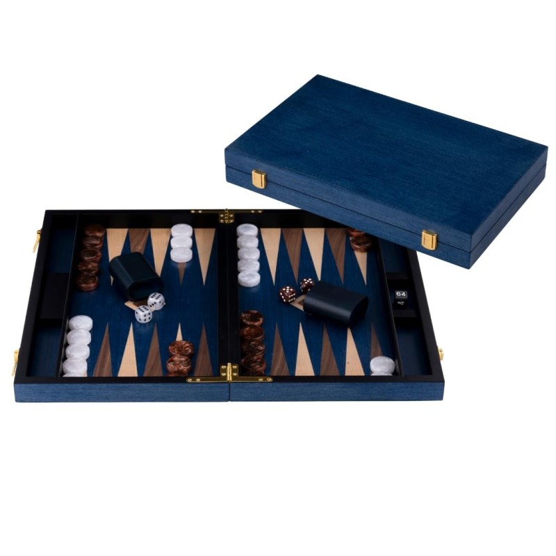 Backgammon bois luxe 15 pouces brun blanc ronce noyer