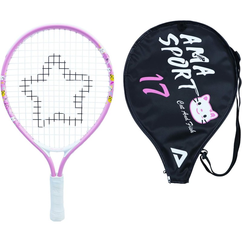 Raquette tennis enfant rose 17 pouces AMA SPORT chat junior 2 à 3 ans