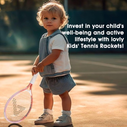 Raquette tennis enfant surface frappe large 17 pouces rose