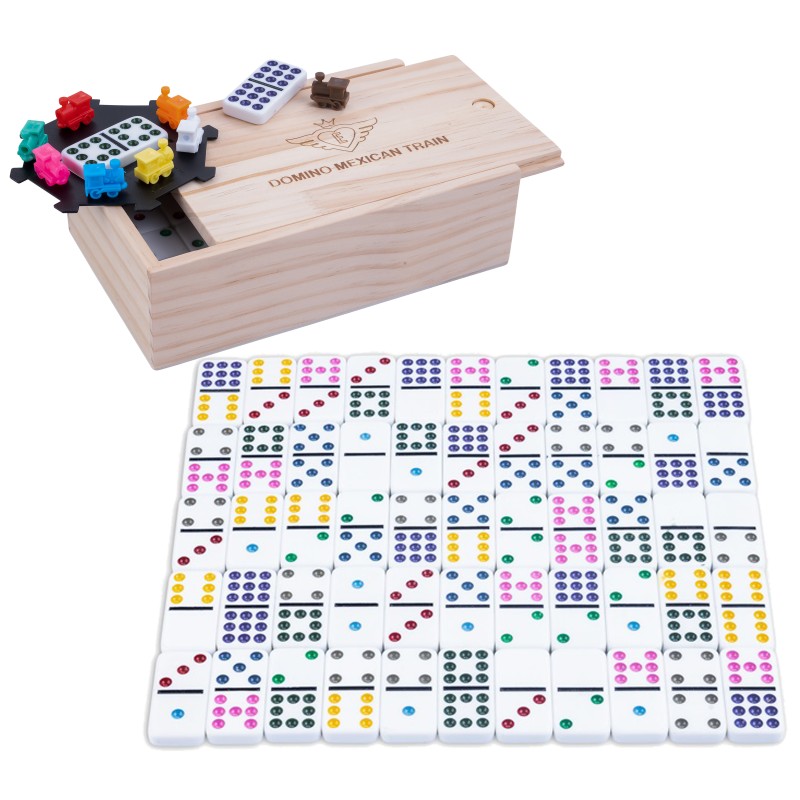 Domino mexican train 55 dominos colorés pour jouer au domino mexicain train